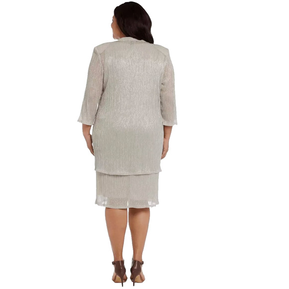 R&M Richards 2 Piece Matching Set 14 Dress Sheer Cardigan Metallic Glam Flapper - Picture 13 of 13